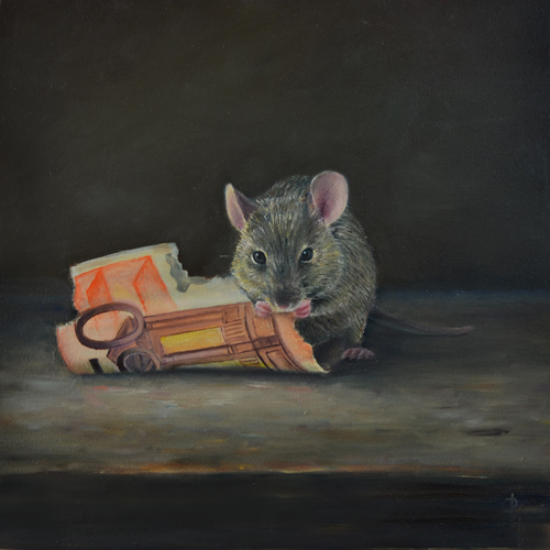 Realistisch schilderij van een muis