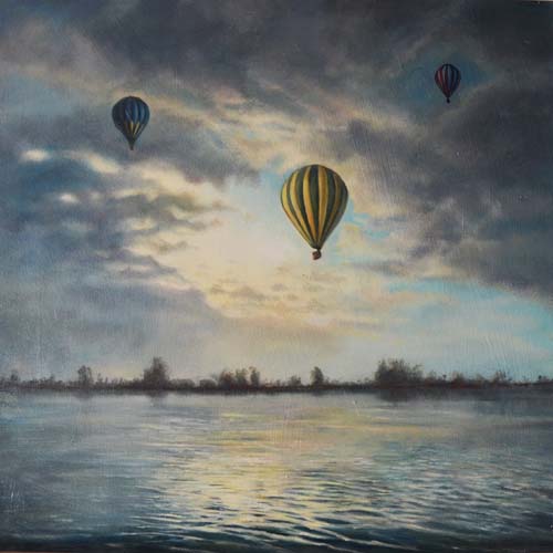 schilderij olieverf ballon Reeuwijkse plassen